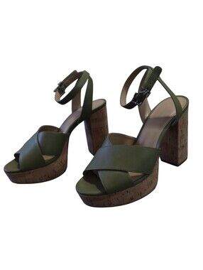MICHAEL KORS Leather Oregano Odette Platform Sandals Women's Size 7M